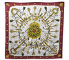 Authentic HERMES Carre 90 Scarf Key Tassel Motif Silk Bordeaux Red 1354D