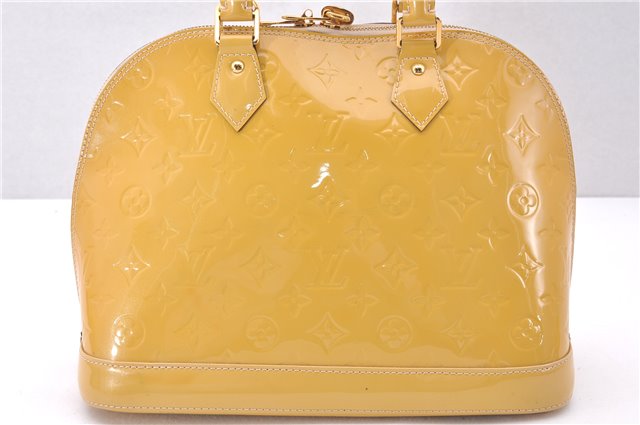 Authentic Louis Vuitton Vernis Alma PM Hand Bag Purse Yellow M91445 LV 1354F