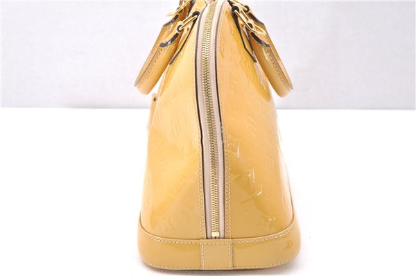 Authentic Louis Vuitton Vernis Alma PM Hand Bag Purse Yellow M91445 LV 1354F