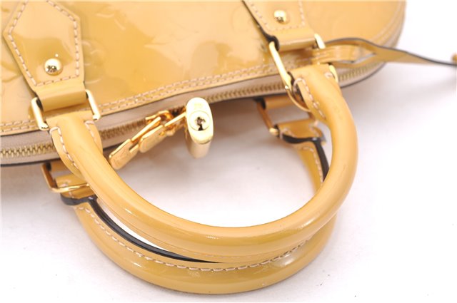 Authentic Louis Vuitton Vernis Alma PM Hand Bag Purse Yellow M91445 LV 1354F