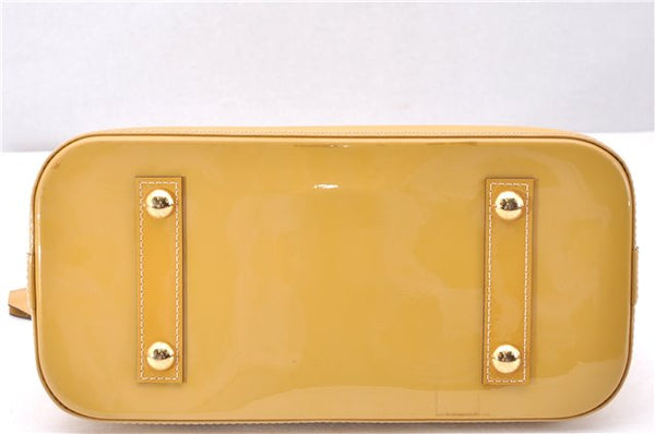 Authentic Louis Vuitton Vernis Alma PM Hand Bag Purse Yellow M91445 LV 1354F