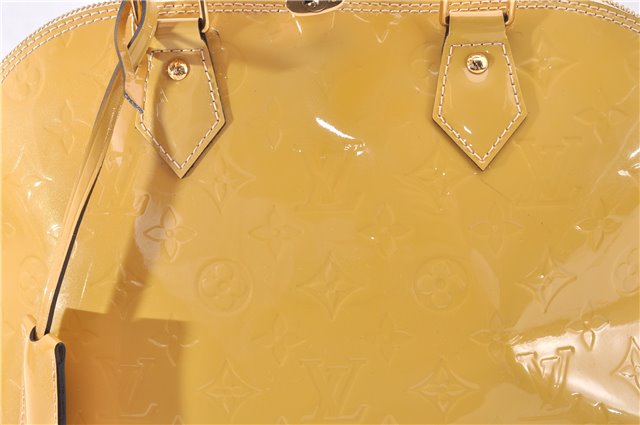 Authentic Louis Vuitton Vernis Alma PM Hand Bag Purse Yellow M91445 LV 1354F