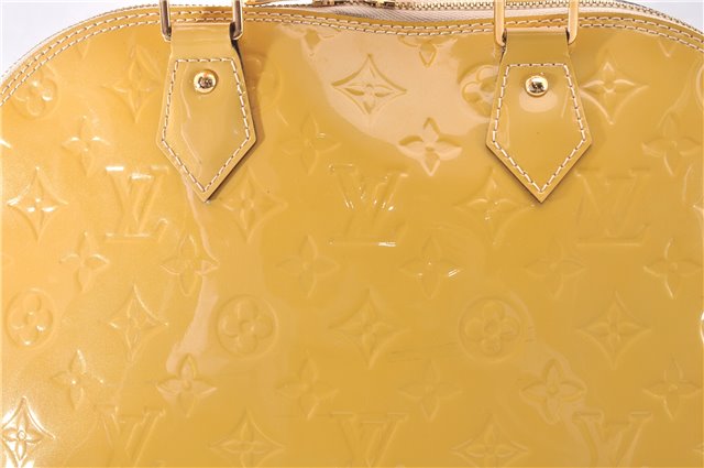 Authentic Louis Vuitton Vernis Alma PM Hand Bag Purse Yellow M91445 LV 1354F