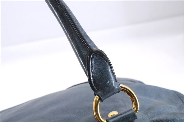 Authentic PRADA Leather Nappa 2Way Shoulder Hand Bag Blue 1358E