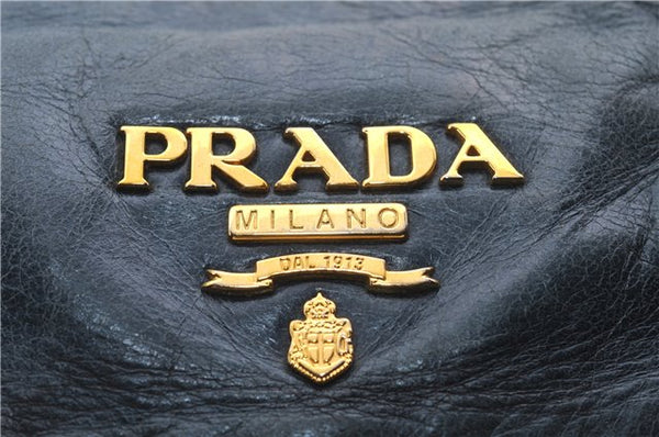 Authentic PRADA Leather Nappa 2Way Shoulder Hand Bag Blue 1358E