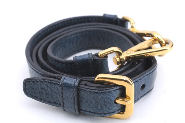 Authentic PRADA Leather Nappa 2Way Shoulder Hand Bag Blue 1358E