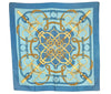 Authentic HERMES Carre 90 Scarf "Eperon d'or" Silk Blue 1358I