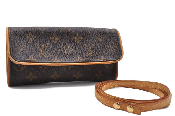 Authentic Louis Vuitton Monogram Pochette Twin PM Shoulder Bag M51854 LV 1359D