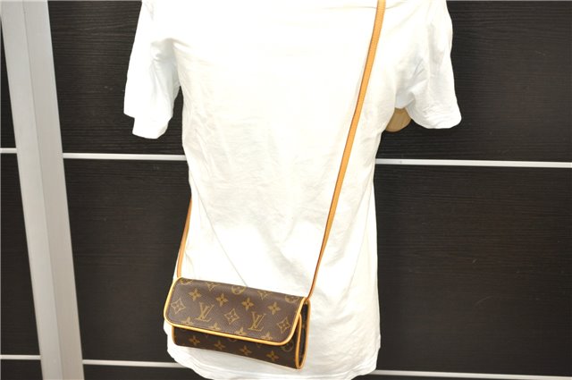 Authentic Louis Vuitton Monogram Pochette Twin PM Shoulder Bag M51854 LV 1359D