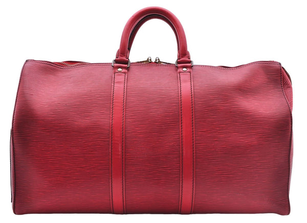 Authentic Louis Vuitton Epi Keepall 45 Boston Travel Bag Red M42977 LV 1359E