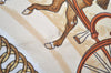 Authentic HERMES Carre 90 Scarf "LA PROMENADE DE LONGCHAMPS" Silk Beige 1359I