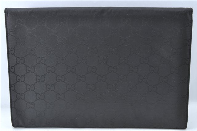 Authentic GUCCI Documents Case Purse GG Nylon Leather Black 1360C
