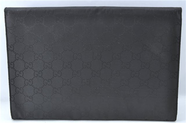 Authentic GUCCI Documents Case Purse GG Nylon Leather Black 1360C