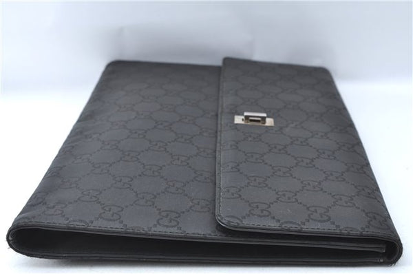 Authentic GUCCI Documents Case Purse GG Nylon Leather Black 1360C