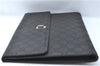 Authentic GUCCI Documents Case Purse GG Nylon Leather Black 1360C