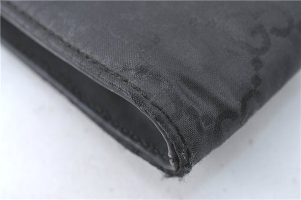 Authentic GUCCI Documents Case Purse GG Nylon Leather Black 1360C