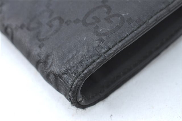 Authentic GUCCI Documents Case Purse GG Nylon Leather Black 1360C