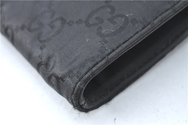 Authentic GUCCI Documents Case Purse GG Nylon Leather Black 1360C
