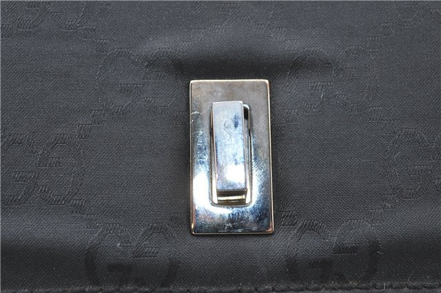 Authentic GUCCI Documents Case Purse GG Nylon Leather Black 1360C