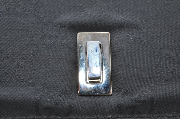 Authentic GUCCI Documents Case Purse GG Nylon Leather Black 1360C