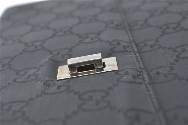 Authentic GUCCI Documents Case Purse GG Nylon Leather Black 1360C