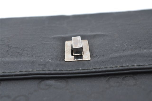 Authentic GUCCI Documents Case Purse GG Nylon Leather Black 1360C