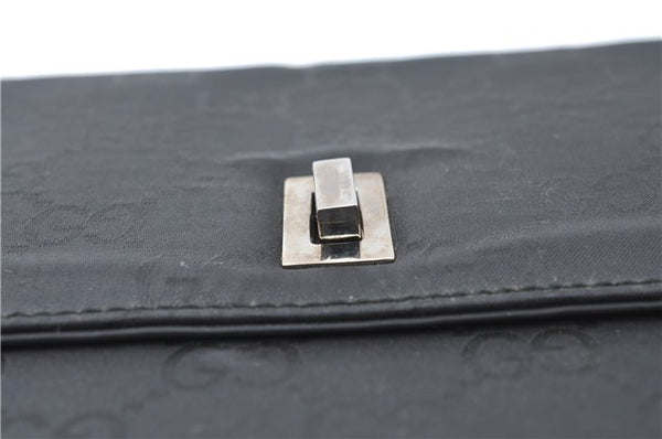Authentic GUCCI Documents Case Purse GG Nylon Leather Black 1360C