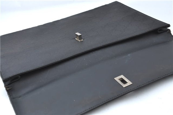 Authentic GUCCI Documents Case Purse GG Nylon Leather Black 1360C