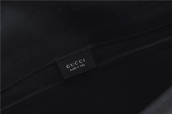 Authentic GUCCI Documents Case Purse GG Nylon Leather Black 1360C