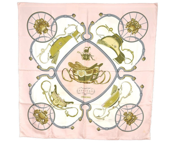 Authentic HERMES Carre 90 Scarf "SPRINGS" Silk Pink 1361I