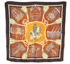 Authentic HERMES Carre 90 Scarf "LES MUSEROLLES" Silk Brown 1362G