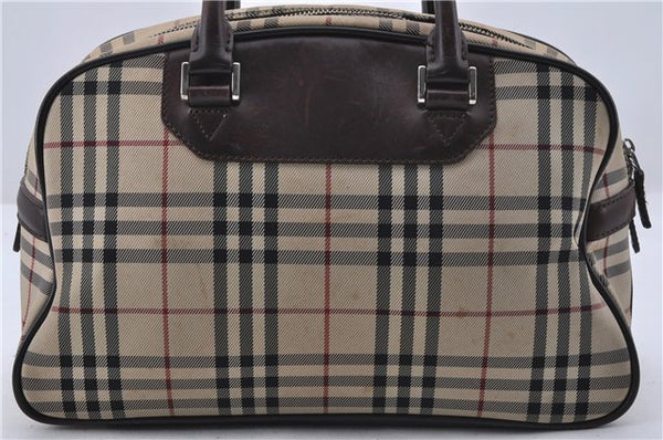 Authentic BURBERRY Vintage Nova Check Canvas Leather Hand Bag Purse Beige 1363D