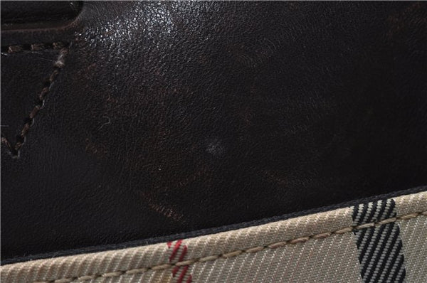 Authentic BURBERRY Vintage Nova Check Canvas Leather Hand Bag Purse Beige 1363D
