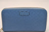 Authentic GUCCI Micro Guccissima GG Leather Long Wallet 449391 Light Blue 1363I