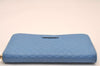 Authentic GUCCI Micro Guccissima GG Leather Long Wallet 449391 Light Blue 1363I