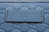 Authentic GUCCI Micro Guccissima GG Leather Long Wallet 449391 Light Blue 1363I