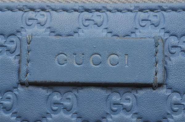 Authentic GUCCI Micro Guccissima GG Leather Long Wallet 449391 Light Blue 1363I