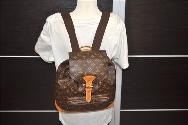 Authentic Louis Vuitton Monogram Montsouris GM Backpack M51135 LV 1364D