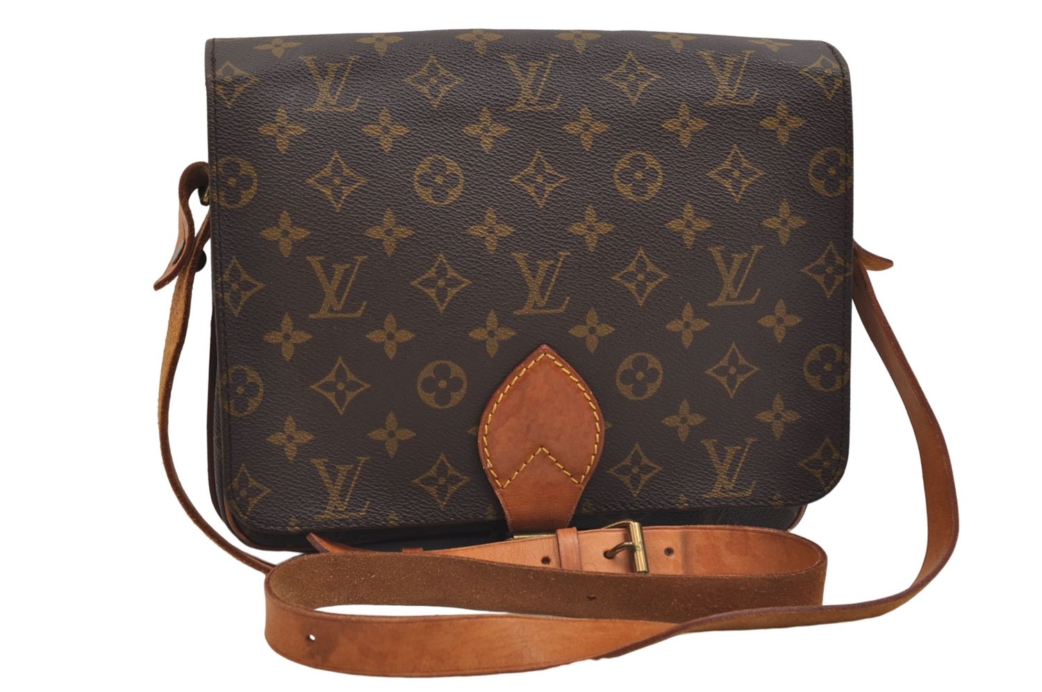 Authentic Louis Vuitton Monogram Cartouchiere GM Shoulder Bag M51252 LV 1364E