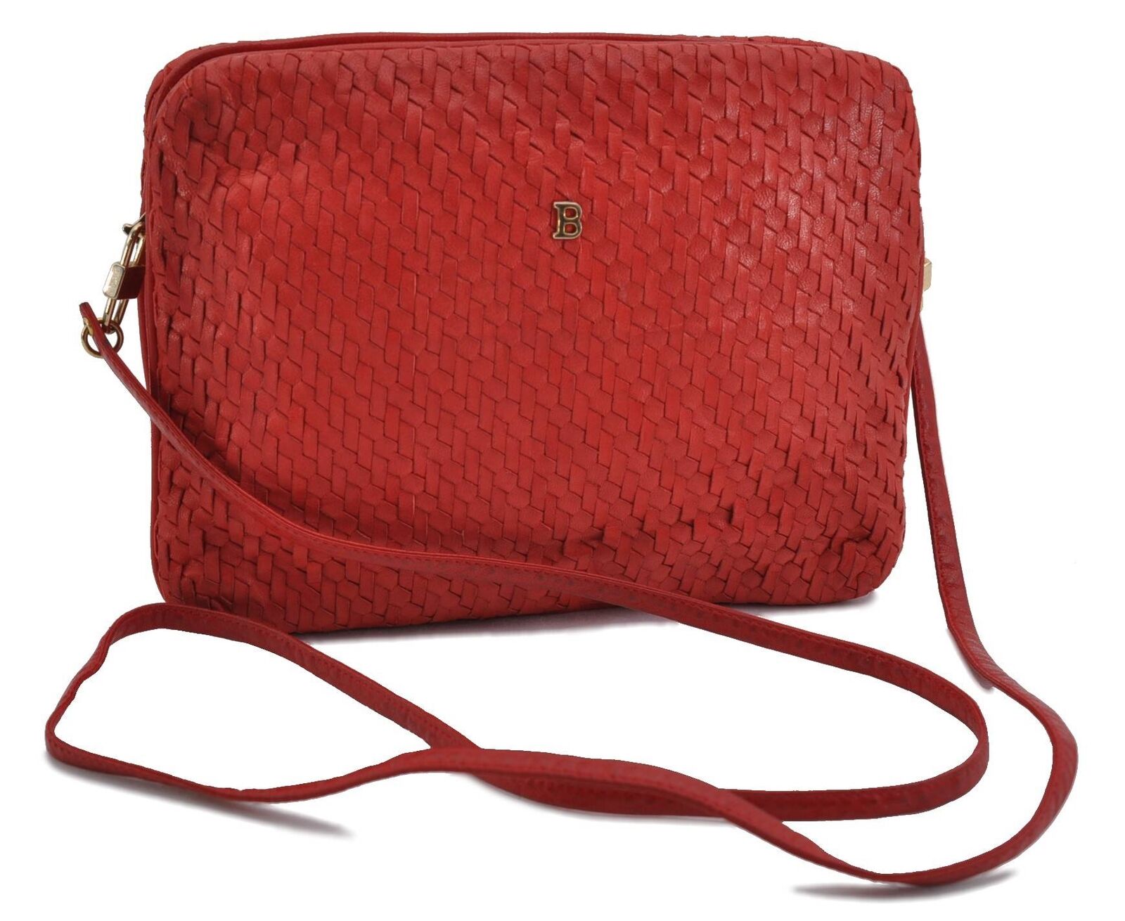 Authentic BALLY Leather Shoulder Cross Body Bag Red 1365B