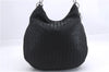 Authentic Christian Dior Mesh Design Chain Shoulder Tote Bag Leather Black 1365E
