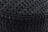 Authentic Christian Dior Mesh Design Chain Shoulder Tote Bag Leather Black 1365E