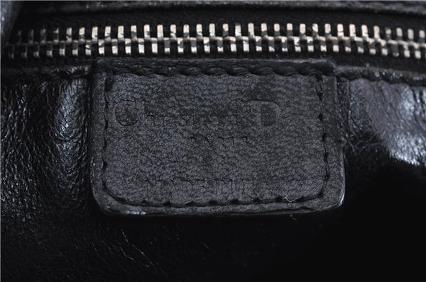 Authentic Christian Dior Mesh Design Chain Shoulder Tote Bag Leather Black 1365E