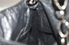 Authentic Christian Dior Mesh Design Chain Shoulder Tote Bag Leather Black 1365E