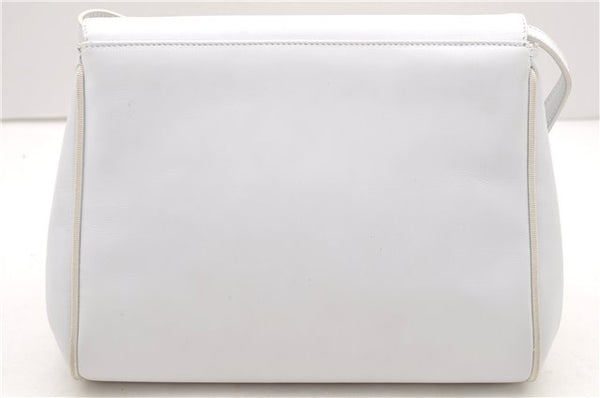 Authentic Ferragamo Vara Shoulder Cross Body Bag Purse Leather White 1366D