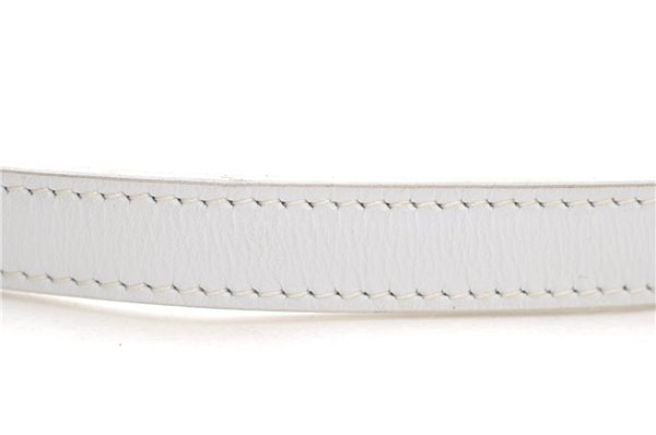 Authentic Ferragamo Vara Shoulder Cross Body Bag Purse Leather White 1366D