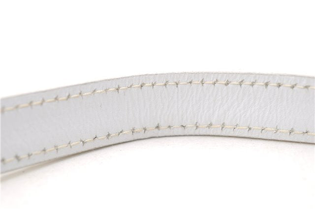Authentic Ferragamo Vara Shoulder Cross Body Bag Purse Leather White 1366D