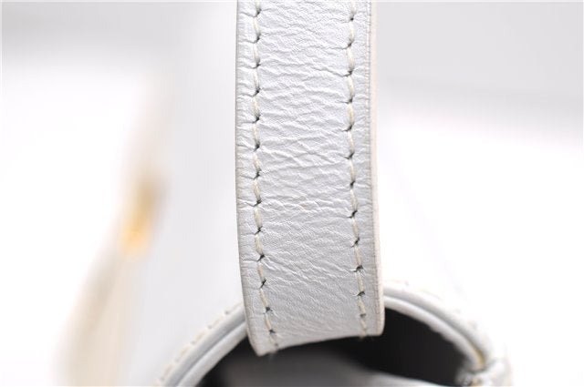 Authentic Ferragamo Vara Shoulder Cross Body Bag Purse Leather White 1366D