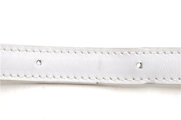 Authentic Ferragamo Vara Shoulder Cross Body Bag Purse Leather White 1366D