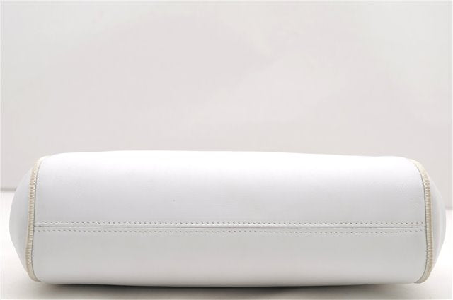 Authentic Ferragamo Vara Shoulder Cross Body Bag Purse Leather White 1366D